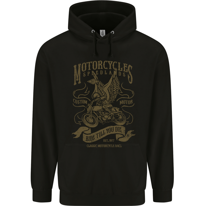 Motorcycles Speedlands Motorbike Biker Mens Hoodie Black