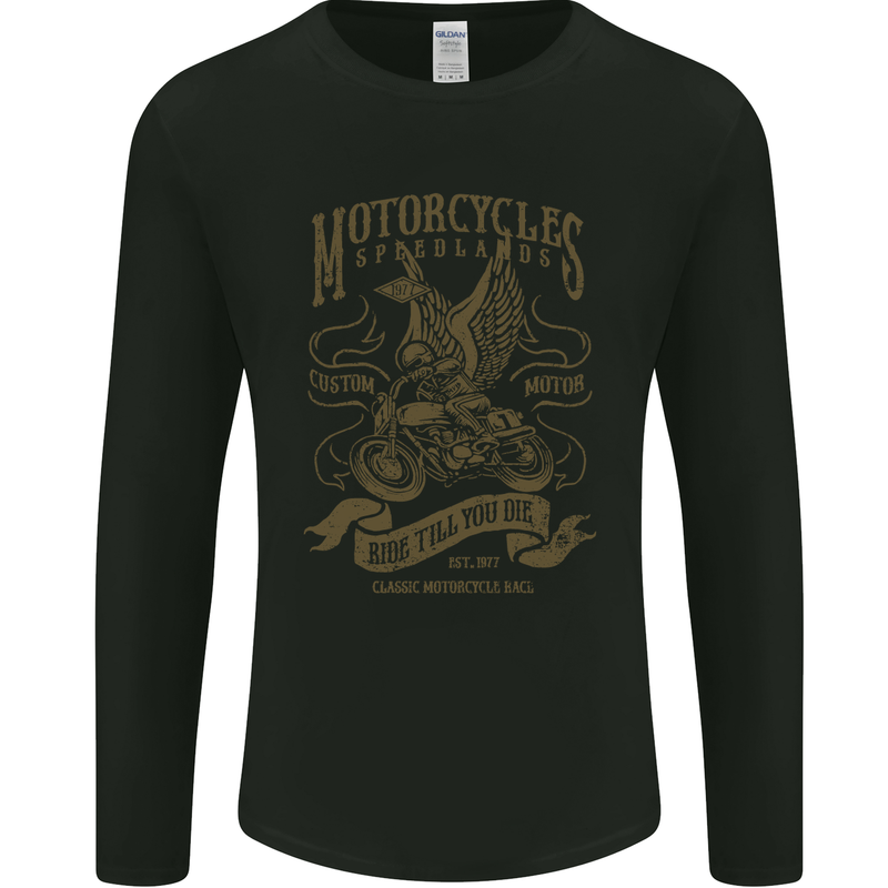 Motorcycles Speedlands Motorbike Biker Mens Long Sleeve T-Shirt Black