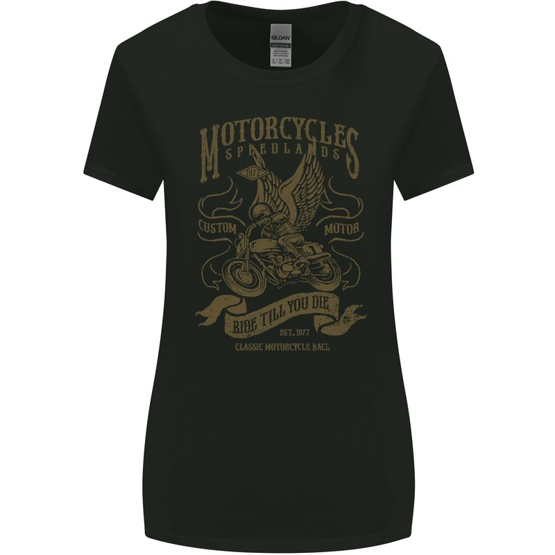 Motorcycles Speedlands Motorbike Biker Womens Wider Cut T-Shirt Black