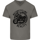 Motorcycling Motorbike Motorcycle Biker Mens V-Neck Cotton T-Shirt Charcoal