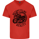Motorcycling Motorbike Motorcycle Biker Mens V-Neck Cotton T-Shirt Red