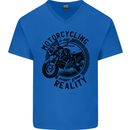 Motorcycling Motorbike Motorcycle Biker Mens V-Neck Cotton T-Shirt Royal Blue