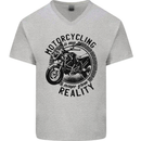 Motorcycling Motorbike Motorcycle Biker Mens V-Neck Cotton T-Shirt Sports Grey