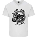 Motorcycling Motorbike Motorcycle Biker Mens V-Neck Cotton T-Shirt White
