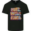 Motorhome Live What You Love RV Caravan Mens V-Neck Cotton T-Shirt Black