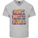 Motorhome Live What You Love RV Caravan Mens V-Neck Cotton T-Shirt Sports Grey