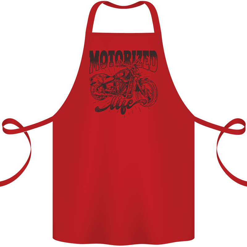 Motorized Life Biker Motorbike Motorcycle Cotton Apron 100% Organic Red