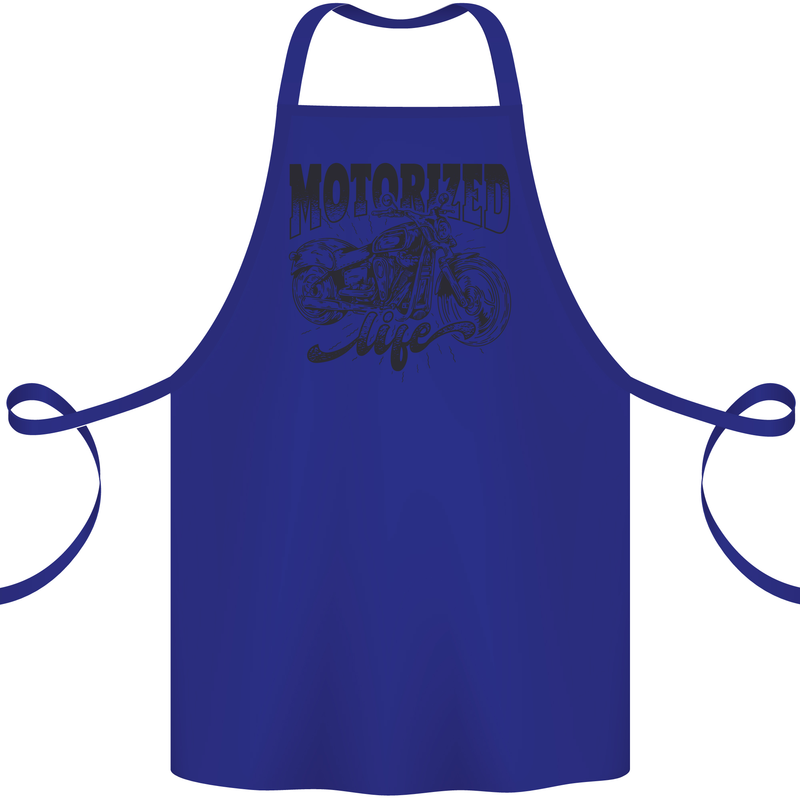 Motorized Life Biker Motorbike Motorcycle Cotton Apron 100% Organic Royal Blue