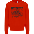 Motorized Life Biker Motorbike Motorcycle Kids Sweatshirt Jumper Bright Red