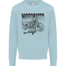 Motorized Life Biker Motorbike Motorcycle Kids Sweatshirt Jumper Light Blue
