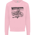 Motorized Life Biker Motorbike Motorcycle Kids Sweatshirt Jumper Light Pink