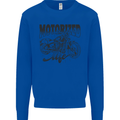 Motorized Life Biker Motorbike Motorcycle Kids Sweatshirt Jumper Royal Blue