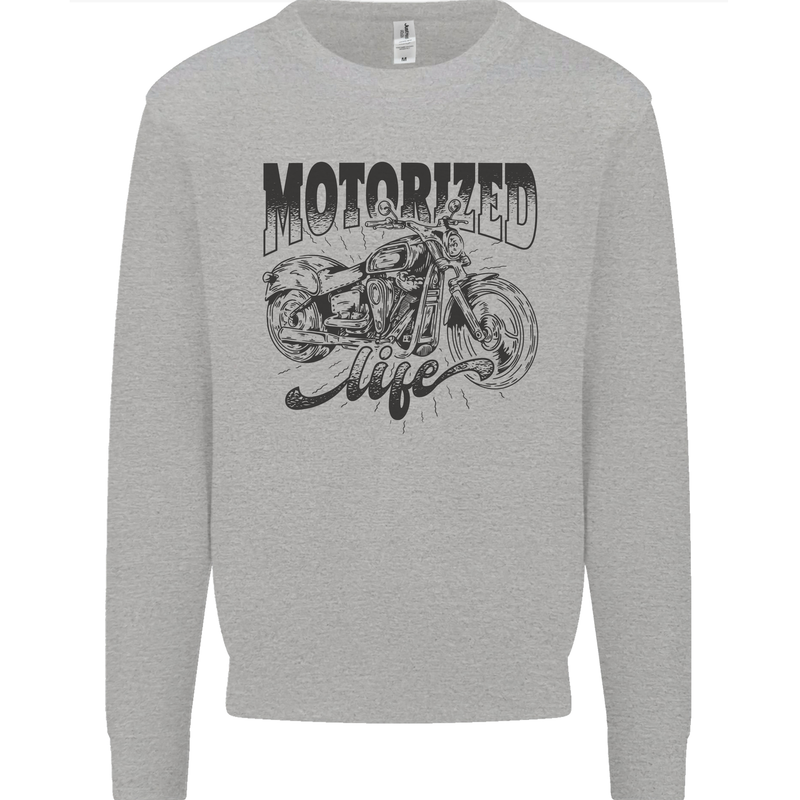 Motorized Life Biker Motorbike Motorcycle Kids Sweatshirt Jumper Sports Grey