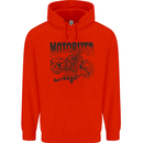 Motorized Life Biker Motorbike Motorcycle Mens 80% Cotton Hoodie Bright Red