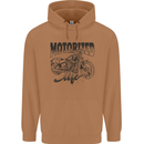 Motorized Life Biker Motorbike Motorcycle Mens 80% Cotton Hoodie Caramel Latte