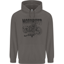 Motorized Life Biker Motorbike Motorcycle Mens 80% Cotton Hoodie Charcoal