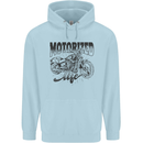 Motorized Life Biker Motorbike Motorcycle Mens 80% Cotton Hoodie Light Blue