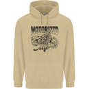 Motorized Life Biker Motorbike Motorcycle Mens 80% Cotton Hoodie Sand
