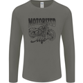 Motorized Life Biker Motorbike Motorcycle Mens Long Sleeve T-Shirt Charcoal
