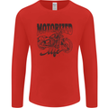 Motorized Life Biker Motorbike Motorcycle Mens Long Sleeve T-Shirt Red