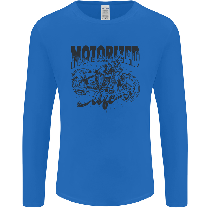 Motorized Life Biker Motorbike Motorcycle Mens Long Sleeve T-Shirt Royal Blue