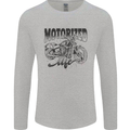 Motorized Life Biker Motorbike Motorcycle Mens Long Sleeve T-Shirt Sports Grey