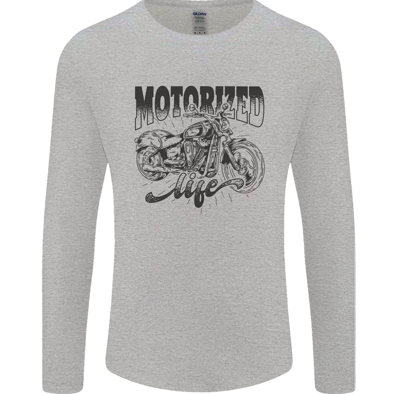 Motorized Life Biker Motorbike Motorcycle Mens Long Sleeve T-Shirt Sports Grey