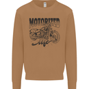 Motorized Life Biker Motorbike Motorcycle Mens Sweatshirt Jumper Caramel Latte