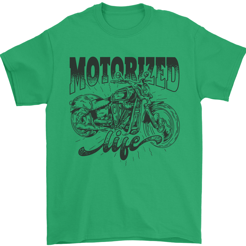 Motorized Life Biker Motorbike Motorcycle Mens T-Shirt 100% Cotton Irish Green