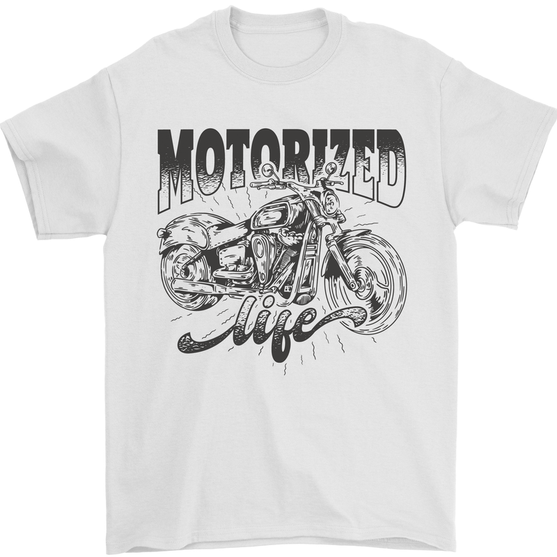 Motorized Life Biker Motorbike Motorcycle Mens T-Shirt 100% Cotton White