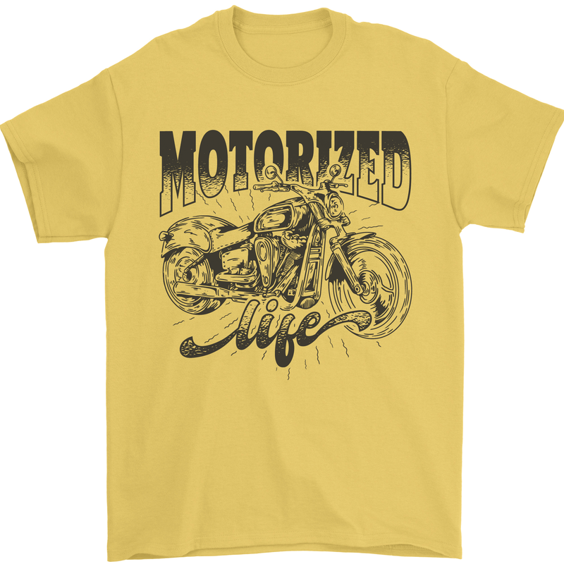 Motorized Life Biker Motorbike Motorcycle Mens T-Shirt 100% Cotton Yellow