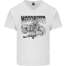 Motorized Life Biker Motorbike Motorcycle Mens V-Neck Cotton T-Shirt White