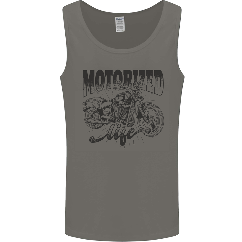 Motorized Life Biker Motorbike Motorcycle Mens Vest Tank Top Charcoal