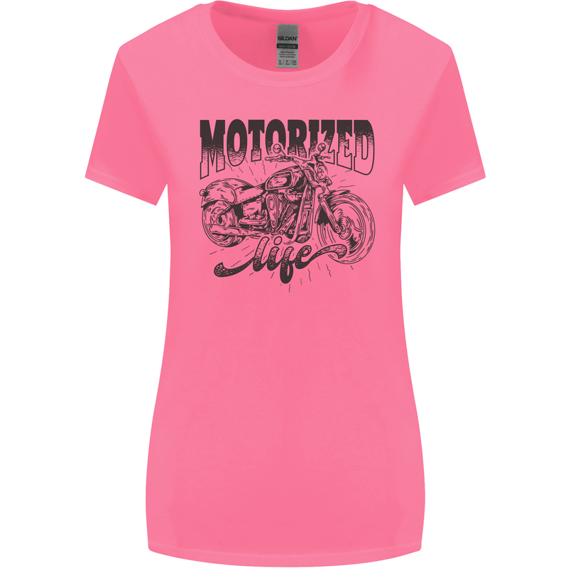Motorized Life Biker Motorbike Motorcycle Womens Wider Cut T-Shirt Azalea