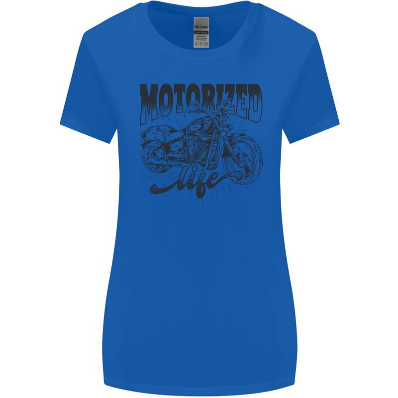 Motorized Life Biker Motorbike Motorcycle Womens Wider Cut T-Shirt Royal Blue