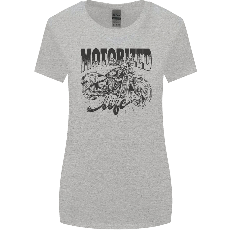 Motorized Life Biker Motorbike Motorcycle Womens Wider Cut T-Shirt Sports Grey