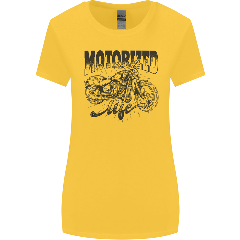 Motorized Life Biker Motorbike Motorcycle Womens Wider Cut T-Shirt Yellow