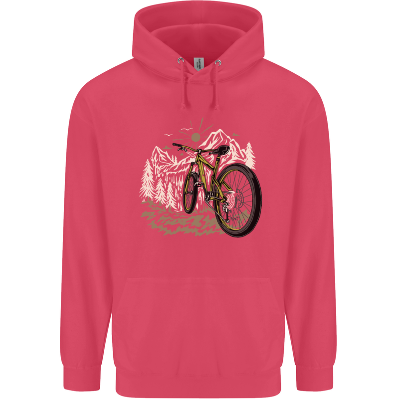 Mountain Bike Bicycle Cycling Cyclist MTB Childrens Kids Hoodie Heliconia