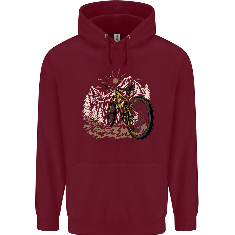 Mountain Bike Bicycle Cycling Cyclist MTB Childrens Kids Hoodie Maroon