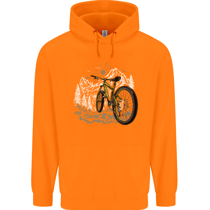 Mountain Bike Bicycle Cycling Cyclist MTB Childrens Kids Hoodie Orange