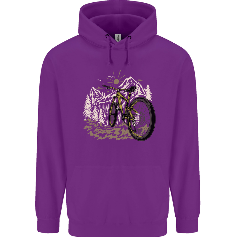 Mountain Bike Bicycle Cycling Cyclist MTB Childrens Kids Hoodie Purple