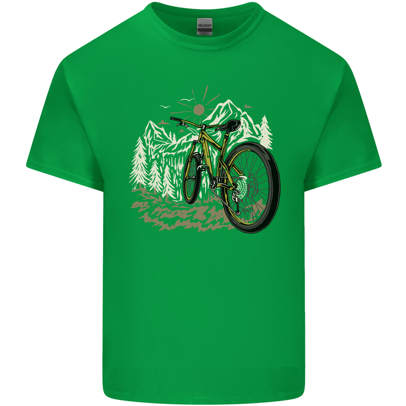 Mountain Bike Bicycle Cycling Cyclist MTB Kids T-Shirt Childrens Irish Green