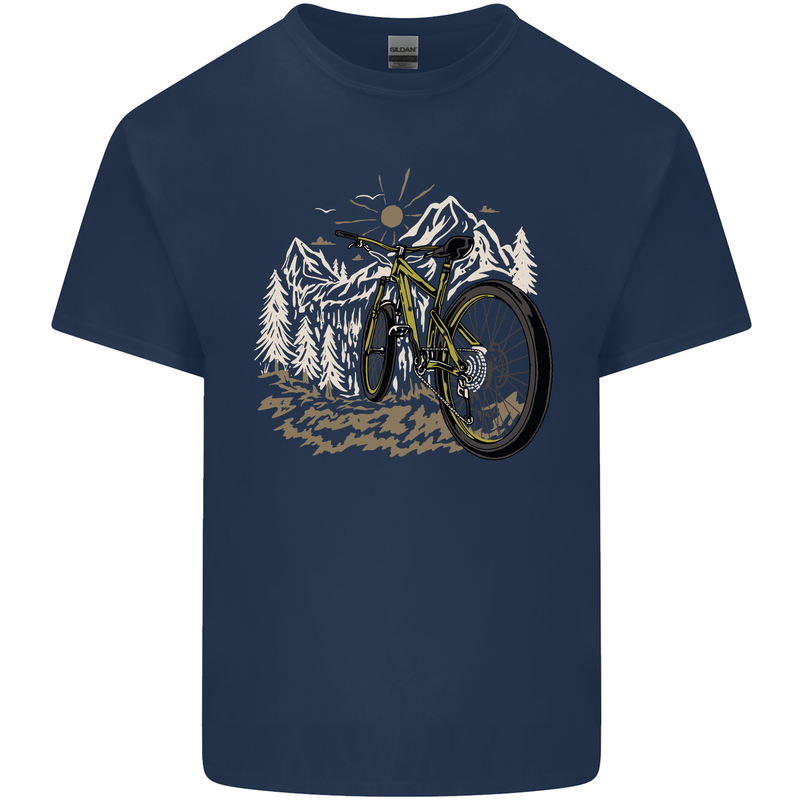 Mountain Bike Bicycle Cycling Cyclist MTB Kids T-Shirt Childrens Navy Blue