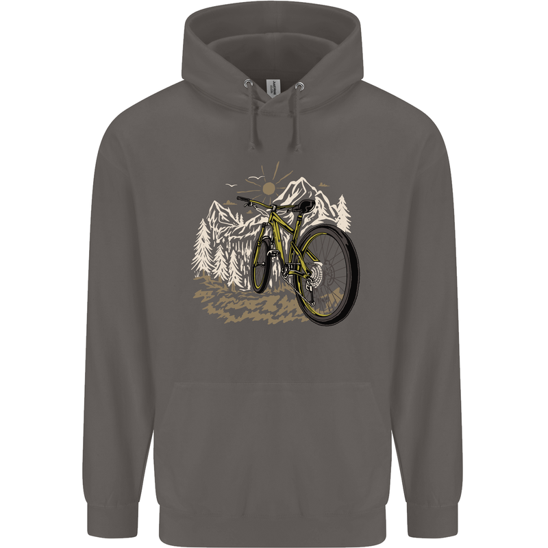 Mountain Bike Bicycle Cycling Cyclist MTB Mens 80% Cotton Hoodie Charcoal