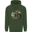 Mountain Bike Bicycle Cycling Cyclist MTB Mens 80% Cotton Hoodie Forest Green
