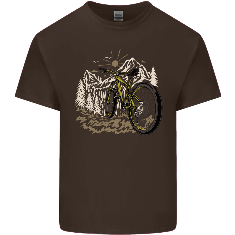 Mountain Bike Bicycle Cycling Cyclist MTB Mens Cotton T-Shirt Tee Top Dark Chocolate