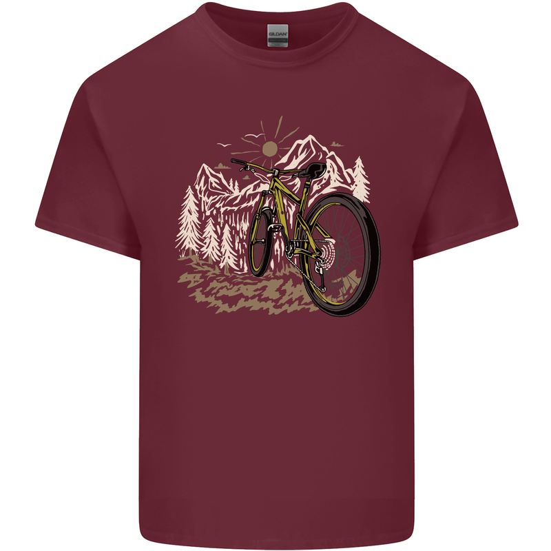 Mountain Bike Bicycle Cycling Cyclist MTB Mens Cotton T-Shirt Tee Top Maroon