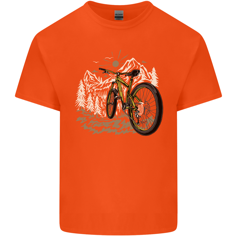 Mountain Bike Bicycle Cycling Cyclist MTB Mens Cotton T-Shirt Tee Top Orange