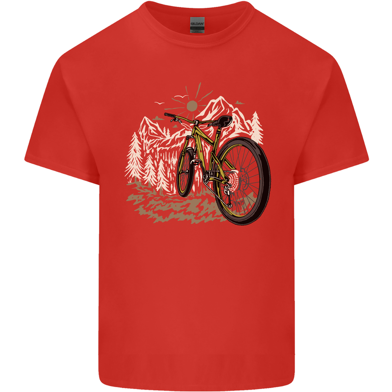 Mountain Bike Bicycle Cycling Cyclist MTB Mens Cotton T-Shirt Tee Top Red
