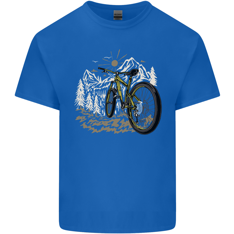 Mountain Bike Bicycle Cycling Cyclist MTB Mens Cotton T-Shirt Tee Top Royal Blue